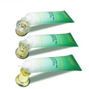 Custom 30ml 35ml Soft Squeeze Cosmetic tube Plastic Eye Serum Cream Tubes with Long Nozzle and Plating Lid