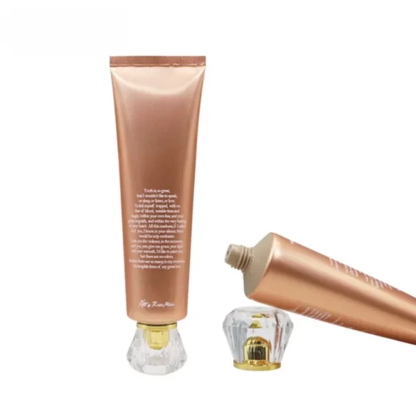 Trendy Hot Sale Empty Aluminum Plastic Cosmetic Packaging Tube Premium 100ml Facial Cleanser Tubes with beautiful cap