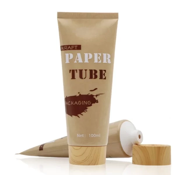 100ml Kraft Paper Cosmetic Tubes Custom Eco-Friendly Face Hand Cream tube Packaging with Wooden Cap