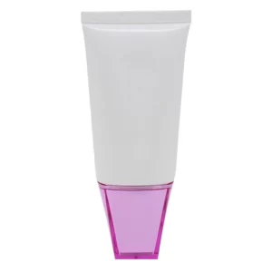 Fashionable 50ml Plastic Cosmetic Tube Empty Skincare Container with Square Acrylic Cap for Face Cleanser