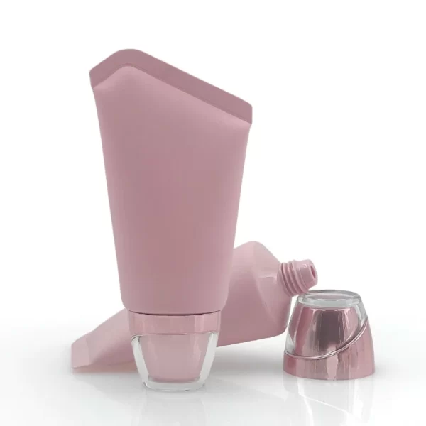 Elegant 100ml D40mm Pink Color Cosmetic Tubes Custom Premium Plastic Tube Packaging with Screw Lid and Special Tail